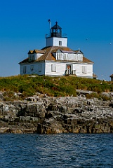 Egg Rock Light Atop Rocky Island Hill in Bird Sanctuary
